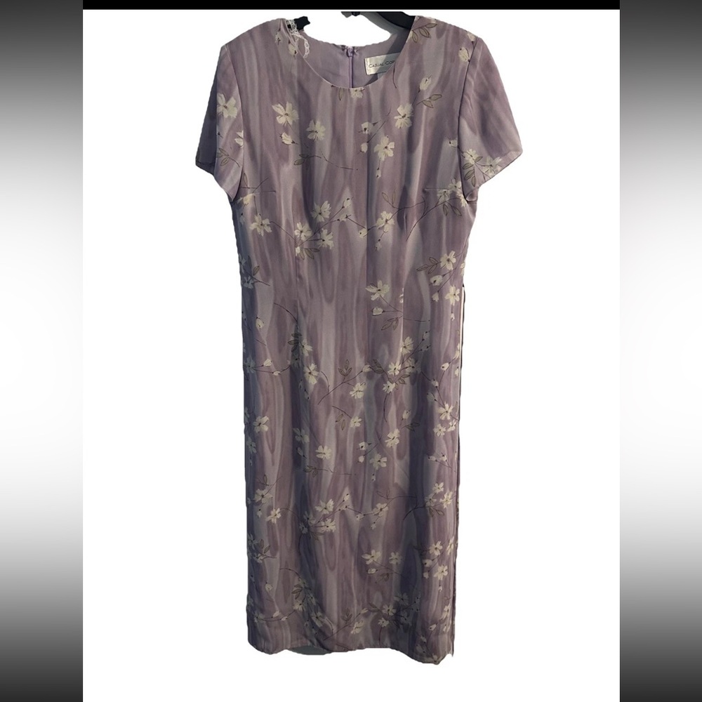 Vintage Casual Corner Size 14 Floral Lined Maxi Dress Short Sleeve 90s Y2K